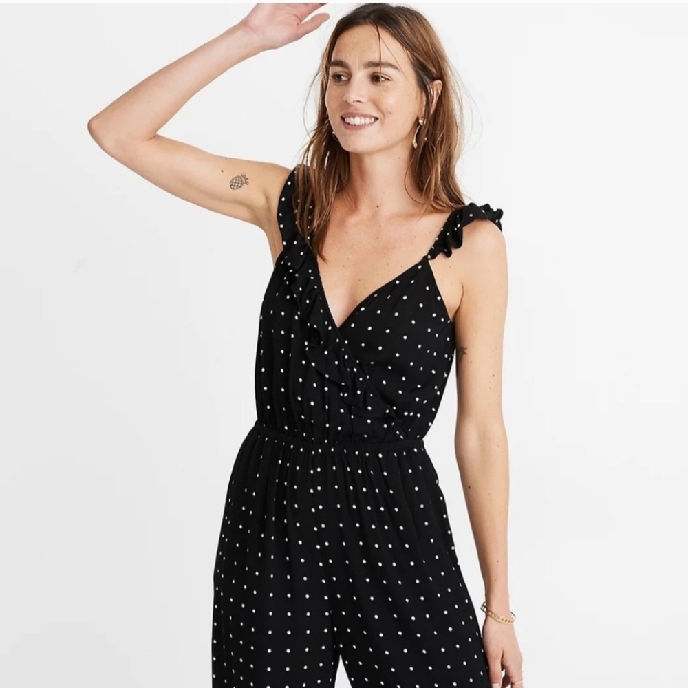 Madewell Black and White Polka Dot Jumpsuit